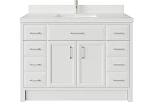 Capri III 48" Single Sink Bathroom Vanity with Stealth Organizer, Solid Wood Bathroom Cabinet with Engineered Stone Counterto