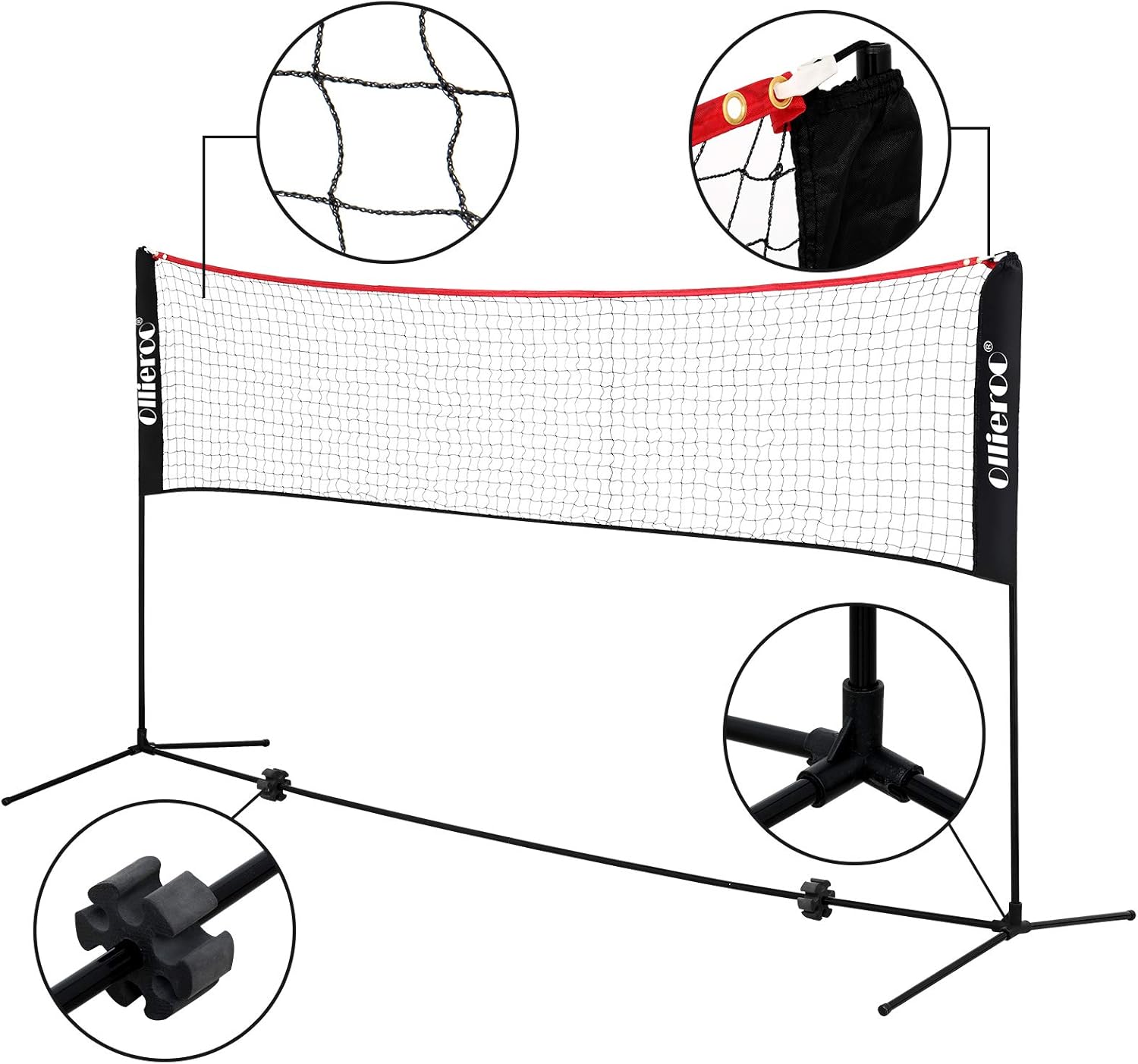 Ollieroo Portable Badminton Net Set with Stand and Carry Bag - Easy Setup PE Sports Net with Poles - for Indoor or Outdoor Court, Beach, Driveway, 10ft/14ft/17ft : Sports & Outdoors