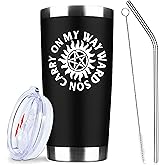 Carry On My Wayward Son,Tv Show Merchandise,20 Oz Insulated Stainless Steel Iced Coffee Tumbler With Lid Straw And Brush,Funny Travel Coffee Mug Cup Water Bottle,Novelty Gift for Women Men Friend