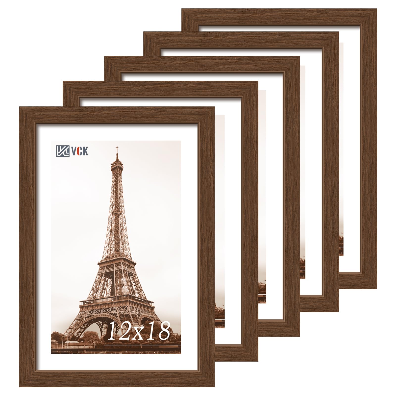 Photo 1 of ***2 PCS ONLY****
VCK 12x18 Picture Frame 5 Pack, Brown Wood Poster Frame, Exclusive Wood Grain, Wall Hanging