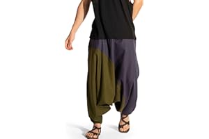 THE VESHTI COMPANY Travel Hippie Parachute Pants for Men, Baggy Flowy Pants Lounge Yoga Harem Boho Music Festival Dance Pant