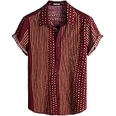 VATPAVE Mens Casual Short Sleeve Button Down Shirts Regular Fit Hawaiian Summer Shirt