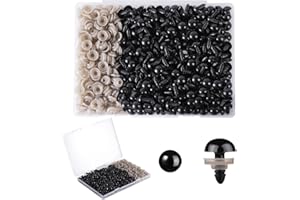 MUCUNNIA 400pcs 12mm Safety Eyes for Amigurumi with Washers Plastic Black Safety Eyes for Crochet Craft Safety Eyes for DIY H
