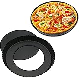 Homga 2 Pack Non-Stick 8.8 Inches Removable Loose Bottom Quiche Tart Pan, Tart Pie Pan, Round Tart Quiche Pan with Removable Base