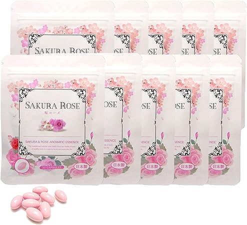 Amazon 濃縮生サプリ 桜ローズ 濃厚成分 桜の香り ローズの香り ブルガリア産ローズ使用 サプリメント 10袋セット パソデ 口臭清涼剤 通販