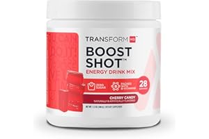 TransformHQ Boost Shot Drink Mix (28 Servings, Cherry Candy) - Energy Without The Crash - Gluten Free, Non-GMO