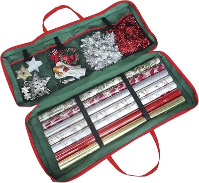 KARAN KING Christmas Wrapping Paper Storage Bag with Compartments 82x34x13 cm