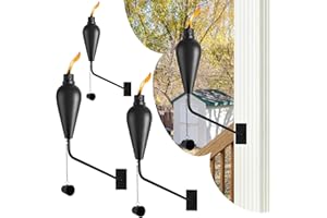 ZSZMFH 4 Pcs Wall Mounted Citronella Torches, 15 oz Garden Torches for Outside, Refillable Flame Light Torch, Outdoor Metal Torch for Yard, Patio, Deck, Garden, Party, Landscape