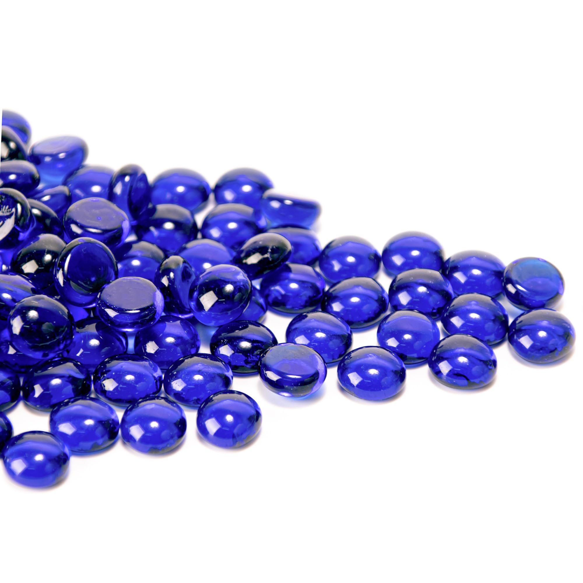 50PCS Mini Glass Gems,Blue Mancala Stones Flat Bottom Marble Beads for Home Decorative Art Craft Vase Filler(0.5"~0.7")