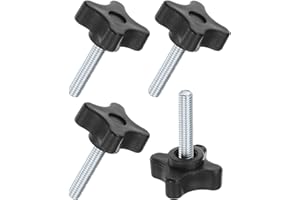 M METERXITY 4-Pack Star Clamping Knobs, M6x30mm Male Thread Hand Tightening Screw for Machinery/Electronic/Furniture/Umbrella Base, Machine Handle Replacement [32mm, Black]