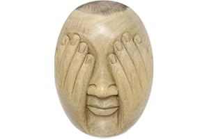 NOVICA Decorative Modern Hibiscus Wood, Beige, See No Evil' Mask