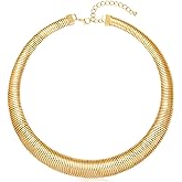 MISS RIGHT Chunky Gold Chain Statement Choker Necklace for Women Trendy, 14K Gold Plated Thick Snake Chain Collar Torque Layered Necklaces Jewelry Gifts