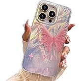 I-MGAE-IN-AR Compact Case for iPhone 13 Pro Max Pale Pink Butterfly Design,Cute Trendy Soft Slim TPU Shockproof Protective Phone Cases Cover for Women Girls Aesthetic Glitter