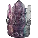 630.50 CT(Approximately ) Natural Multi Color Fluorite Gemstone Hand Carved Lord Ganesha Statue Art Sculpture DM-382