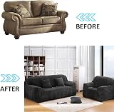 Teynewer Thick Velvet Sofa Cover 1 Seater Black High Stretch Non-Slip view 5