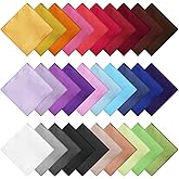 EEEKit Men's Handkerchiefs, 30PCS Satin Polyester Pocket Squares, Solid Hankies Set in Assorted Colors for Wedding Party, 8.6