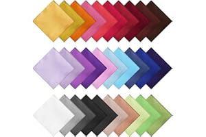 EEEKit Men's Handkerchiefs, 30PCS Satin Polyester Pocket Squares, Solid Hankies Set in Assorted Colors for Wedding Party, 8.6