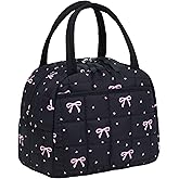 BTOOP Lunch Box for Women Men Cute Corduroy Lunch Bags Large Capacity Insulated Lunch Tote Bag For Work Travel Or Picnic (Pink Bow)