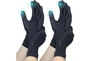 HATINXIA 2 Pairs Full Finger Copper Arthritis Gloves with Touchscreen Tip, Compression Gloves for Women Men, Relief for Rheumatoid, Osteoarthritis, Carpal Tunnel, Hand Pain, Tendonitis, Computer Typing (XL)