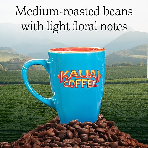 KAUAI COFFEE WHOLE BEAN COFFEE – SMOOTH, NON-BITTER PURE ARABICA – LIGHT FLORAL NOTES & BRIGHT AROMA – GROWN ON HAWAII’S LARGEST COFFEE FARM – KOLOA ESTATE MEDIUM ROAST, 1 PACK OF 32OZ