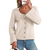 Saodimallsu Womens Bell Sleeve Cardigan Sweaters Button Down Long Sleeve Fall Trendy Sweaters 2025 U Neck Knit Outwear