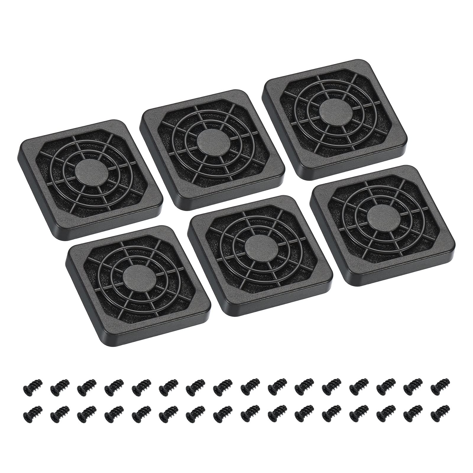 PATIKIL 40mm Cooling Fan Filter with Screw, 6 Pack ABS Ventilator Grill Protector Guard for Fan Protective Cover DIY, Black
