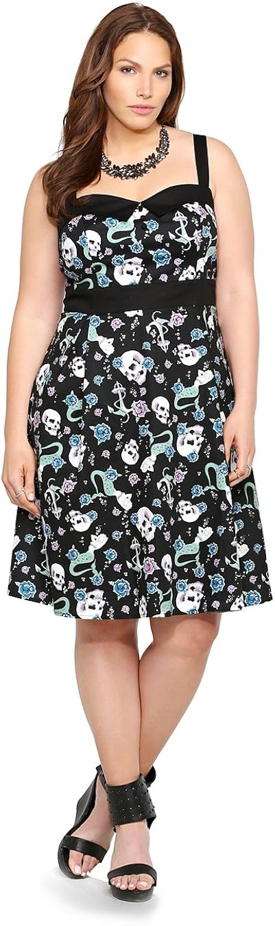 Torrid Retro Chic Mermaid & Skull Print Swing Dress at Amazon Womenâs Clothing store