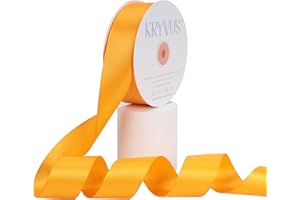 KRYVUS Double Faced Yellow Gold Satin Ribbon, 1-1/2 Inch X 50 Yards Polyester Ribbon for Gift Package Wrapping, Crafts, Bow Making, Sewing, Flower Bouquet, Wedding Party Decor