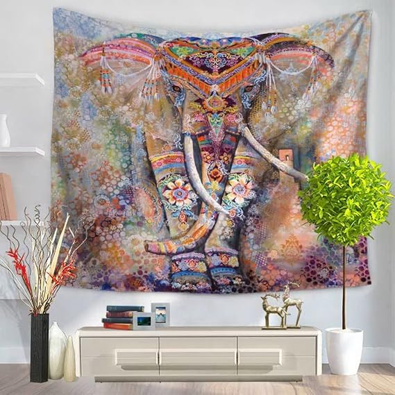 Animal Theme Safari Art Indian Elephant Tapestry S 59x51 Africa