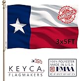 KEYCA Texas State Flag 3x5 FT Made in The USA- Heavy Duty Vibrant Colours Double Sided Texas TX Flag with 2 Brass Grommets for Home/Company/Indoor Outdoor Decoration