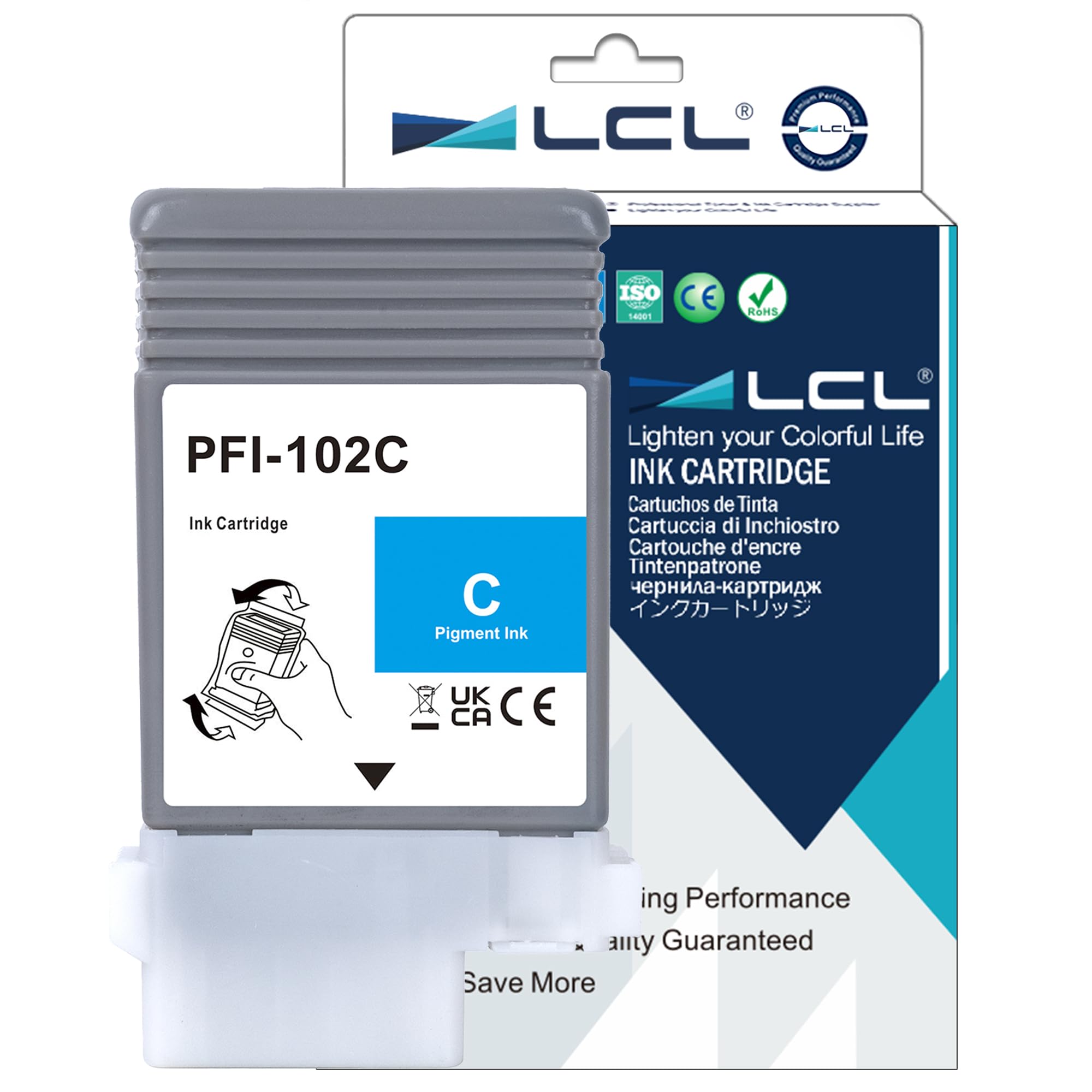 LCL PFI102 Cyan Ink Cartridge Replacement for Canon PFI-102 PFI-102C for Canon imagePROGRAF iPF500 iPF510 iPF600 iPF605 iPF610 iPF650 iPF655 iPF700 iPF710 iPF720 iPF750 iPF755 iPF760 iPF765 (1 Pack)