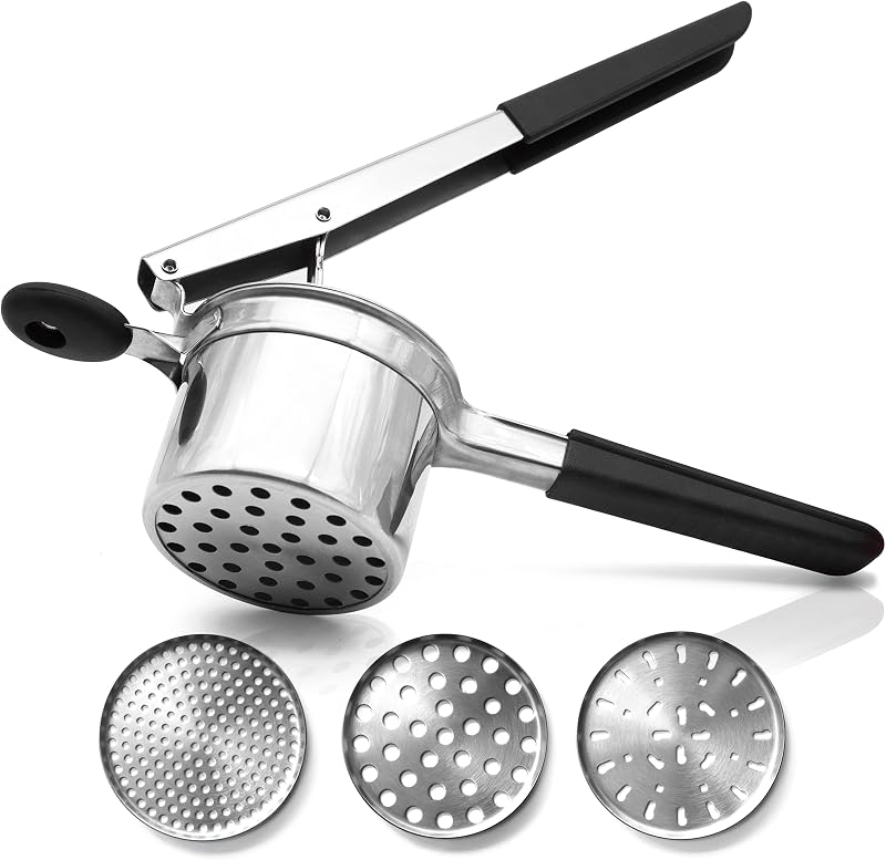 Andrew James Professional Potato Ricer Stainless Steel 3 Discs Coarse Medium
