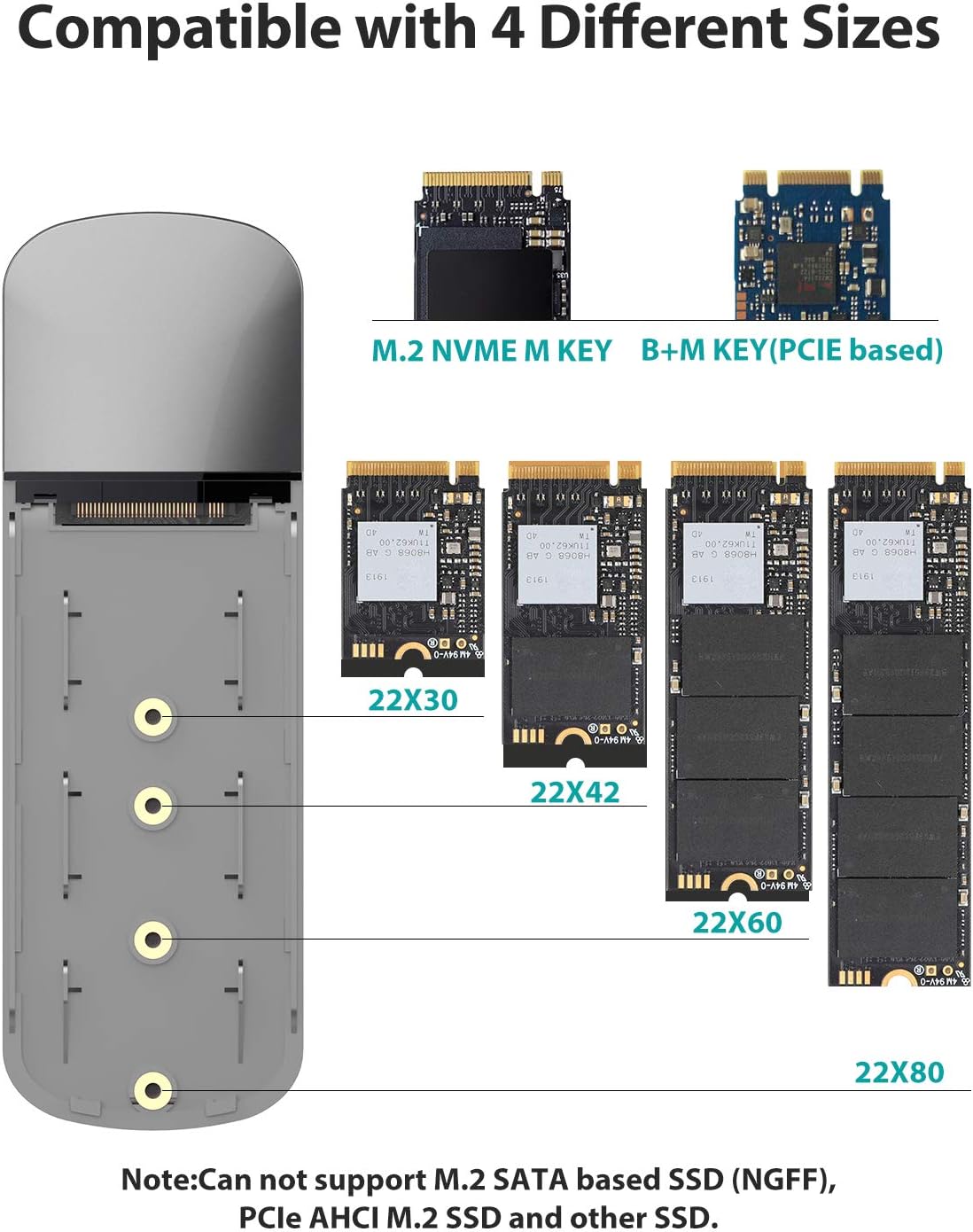 Nimaso Carcasa M 2 Nvme Usb C Caja M 2 Nvme Pcie Usb 3 1 Gen2 Con Uasp 10gbps Carcasa Disco Duro M 2 Para Ssd M 2 Nvme M Key O B M Key 2230 2242 2260 2280 Compatible Con Ps4 Xbox