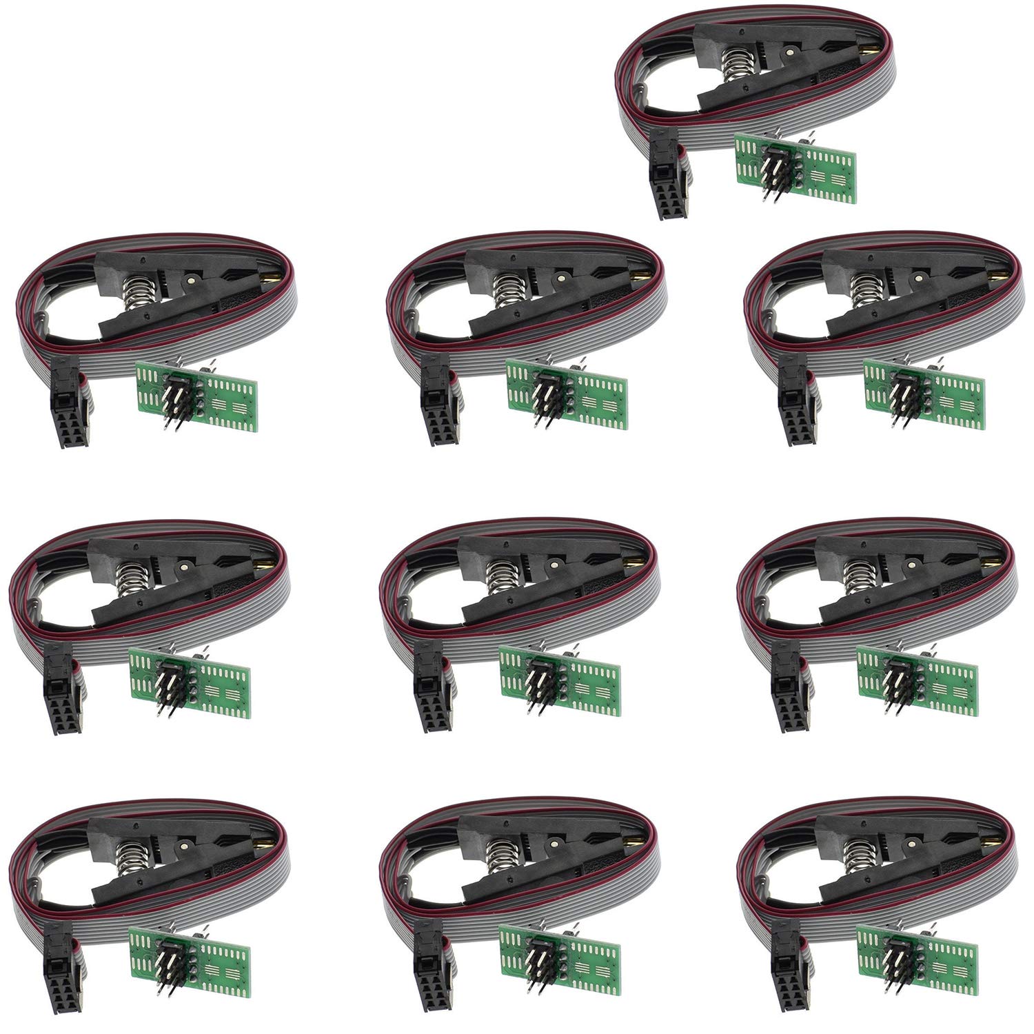 Partstower 10pcs SOIC8 SOP8 Flash chip IC Test Clips Socket adpter BIOS/24/25/93 in-Circuit Programm