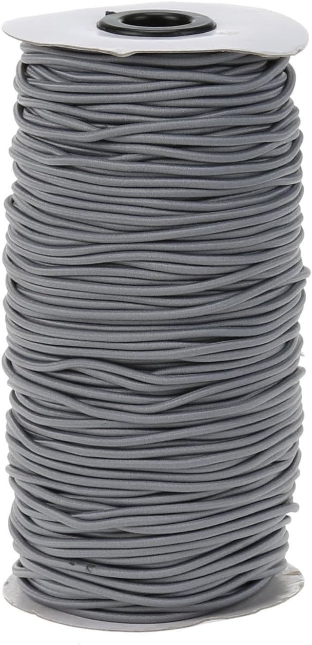 COTOWIN 1/8-Inch (3 mm) Heavy Round Cord Elastic Spool,80 Yards (Grey)