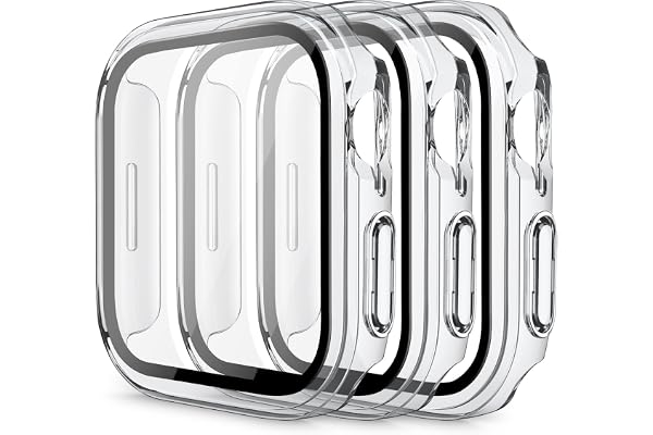 3 Pack Hard PC Case for Apple Watch Screen Protector 40mm Series 6/SE/5/4, Full Protective Cover with Tempered Glass for iWat