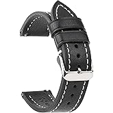 Berfine Soft Vegetable Tanned Leather Watch Bands, Quick Release Watch Strap Replacement,Choice of Width-18mm 20mm 22mm or 24mm