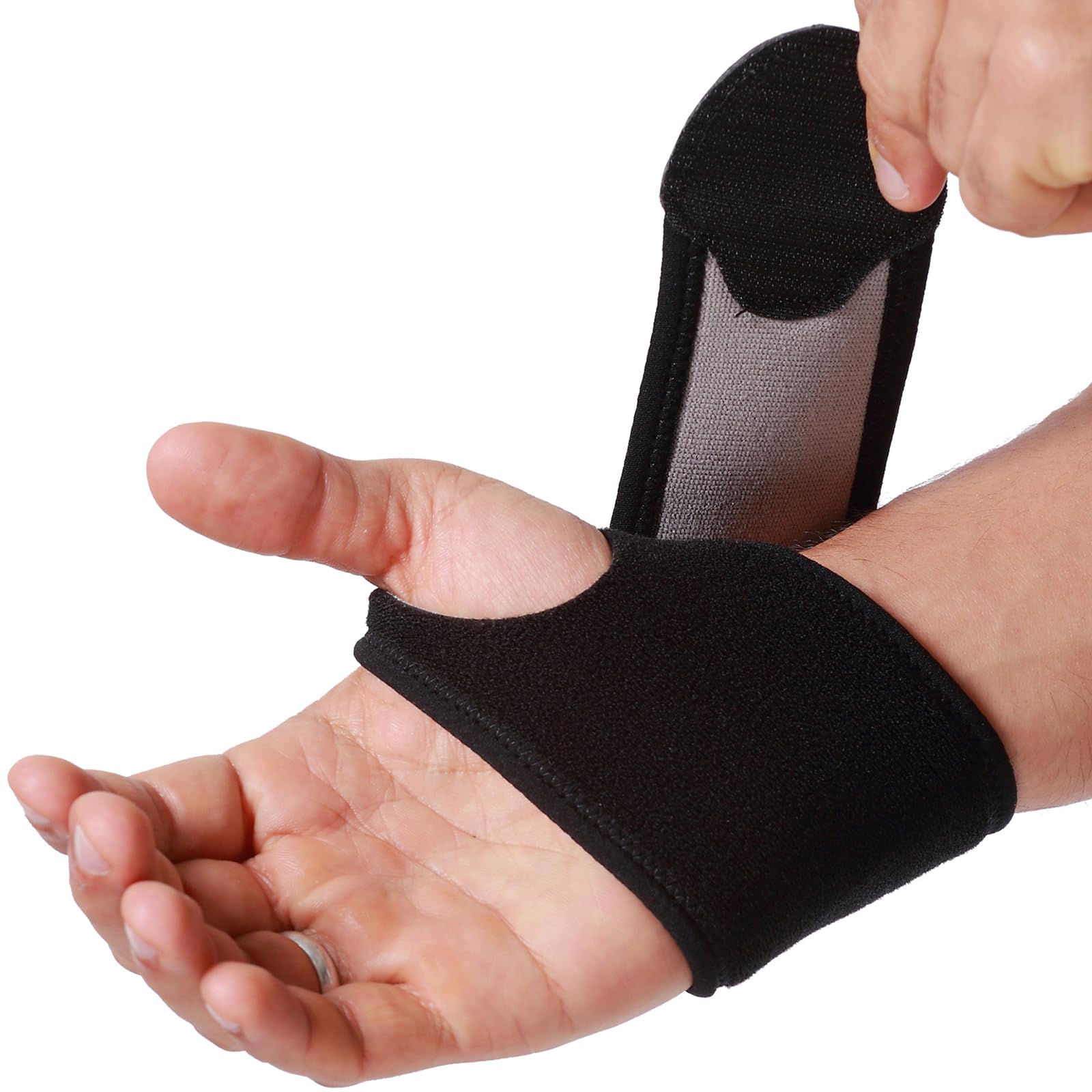 Neotech Care Wrist Band - Elastic & Breathable Fabric - Adjustable Compression Strap - Men, Women, Right or Left - Support Wrap for Protection or Sports (Black Colour, Size L, 1 Unit)