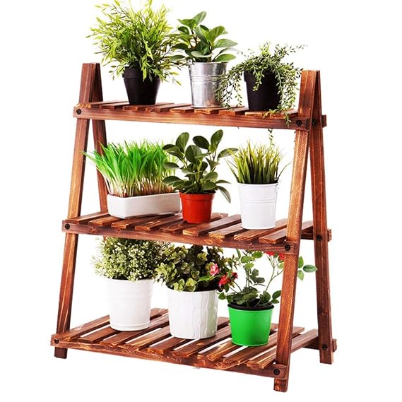 ZZHF huajia Soporte de Flores, Madera carbonizada Sala de Estar ...