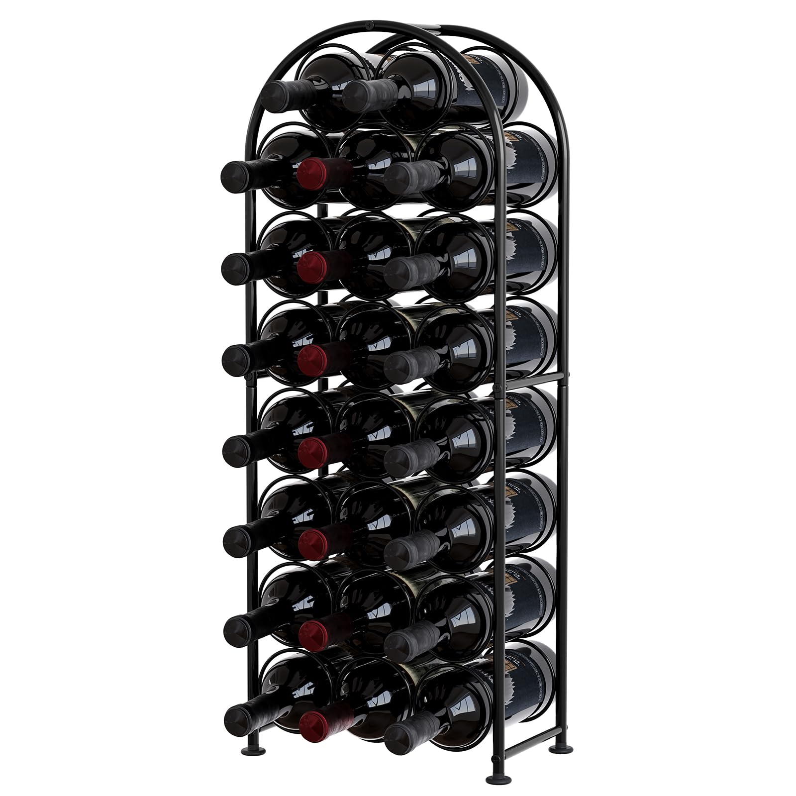EasyPAG Metal 23 Bottles Wine Rack, Freestanding Wine Holder Floor, Home Kitchen Wine Storage Organiser Stand,Black
