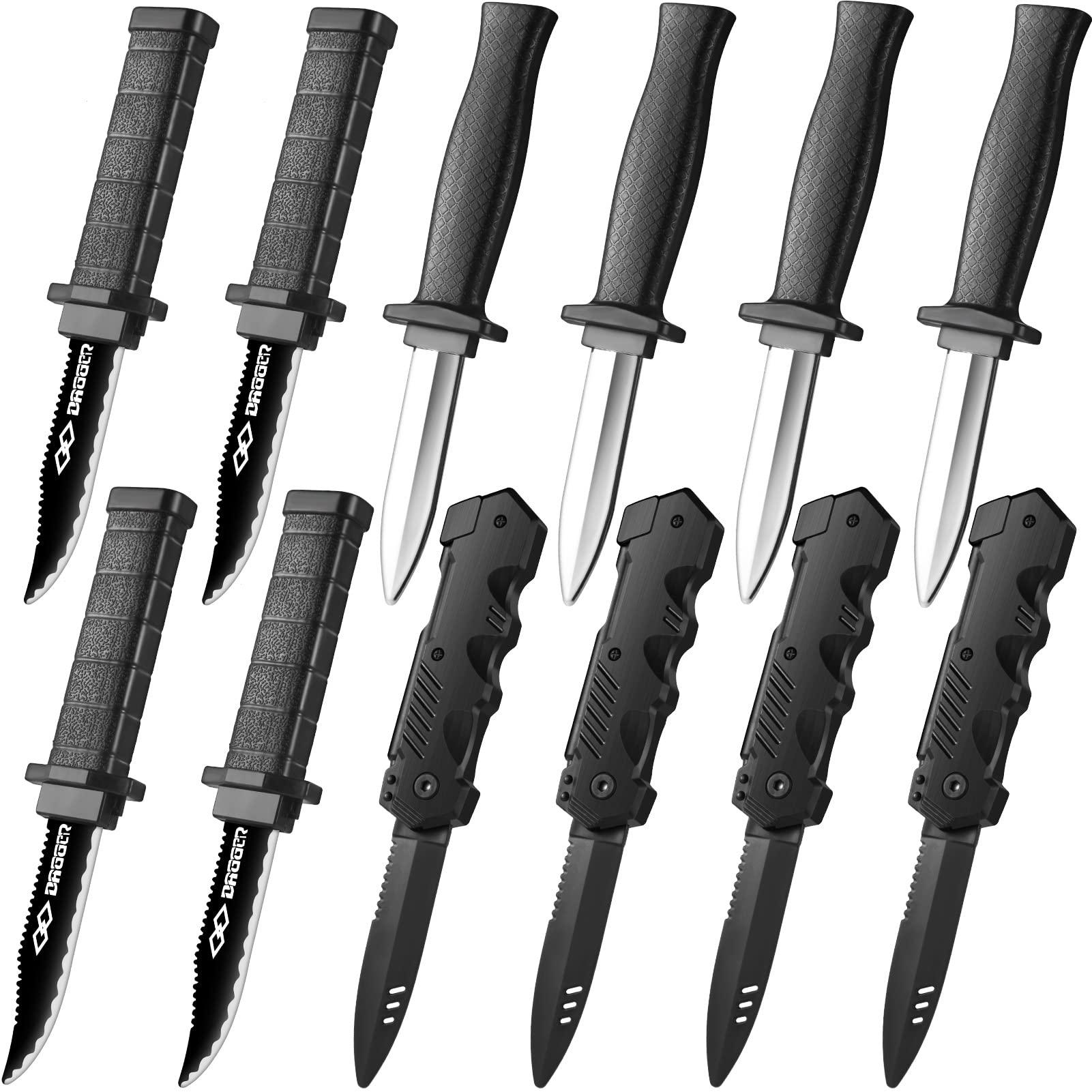 Photo 1 of ZJoey 12 Pack Retractable Fake Knife Retractable Knife Halloween Props Fake Plastic Blades for Halloween April Fool's Party(12 Pcs Style E)