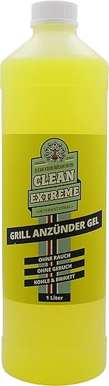 CLEANEXTREME Grillanzünder Gel 1 Liter - Flüssiger Grillanzünder für Holzkohle, Grillkohle, Grillbriketts. Sicheres Anzünden 
