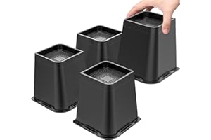 USION Bed Risers 6 Inch with 4 Raised Edge,Heavy Duty Furniture Risers,Set of 4 Square Bed Elevators for Under Bed Storage, Lifts up to 5000 LBS for Couch Sofa Table Chair