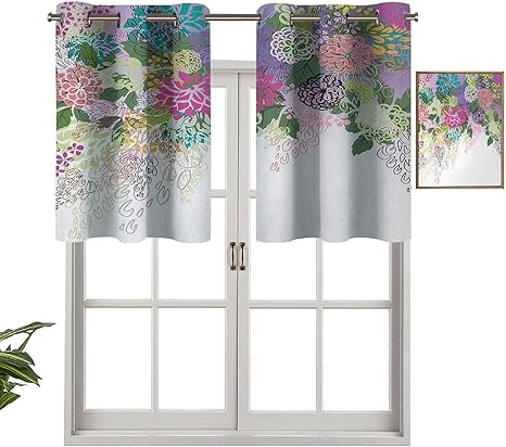 Hiiiman Cenefa moderna para ventana, estilo dibujado a mano, estampado