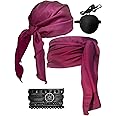 Halloween Pirate Costume Women Men 4 Pcs Pirate Head Scarf Bandana Belt Medieval Renaissance Viking Accessories