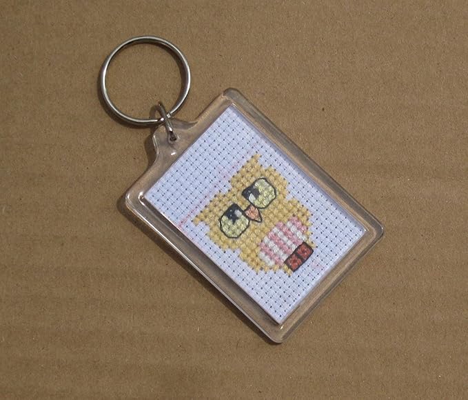 5 cross stitch keyrings, DIY keyrings.59x43mm in size Acrylic DIY cross