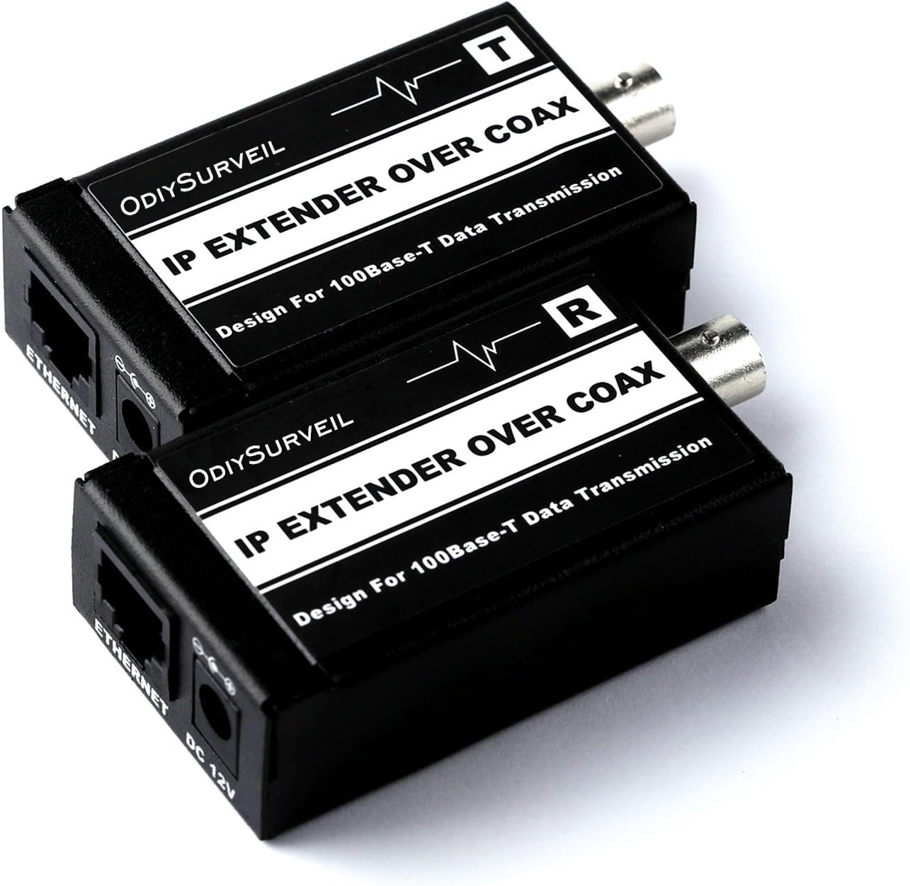 OdiySurveil(TM) IP Extender Over Coax Kit,Ethernet Extender Set Over Coaxial Cable (EoC) for IP Security CCTV Cameras,Up to 1300FT