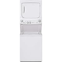 GE GUD27ESSMWW Unitized Spacemaker 3.8 Washer with Stainless Steel Basket and 5.9 Cu. Ft. Capacity Electric Dryer, White