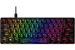 HyperX Alloy Origins 60 - Mechanical Gaming Keyboard, Ultra Compact 60% Form Factor, Double Shot PBT Keycaps, RGB LED Backlit, NGENUITY Software Compatible - Linear HyperX Red Switch,Black
