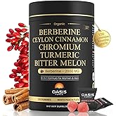 2000mg Berberine Gummies Supplement, Berberine HCl with Ceylon Cinnamon, Chromium, Organic Milk Thistle for Women & Men, Metabolism Support, AMPK Metabolic Activator, Sugar Free, Vegan, 60 Day Supply